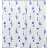 Rideaux De Douche Botanical Blue Floral Flowers Pattern Curtain (Devant)