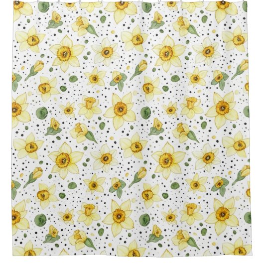 Rideaux De Douche Botanical Daffodil Floral Geometric Pattern (2) (Devant)