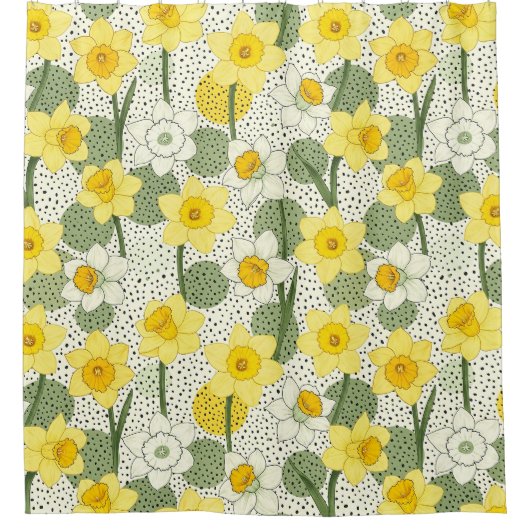Rideaux De Douche Botanical Daffodil Floral Geometric Pattern (3) (Devant)