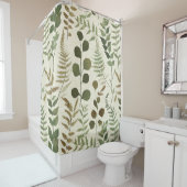 Rideaux De Douche Botanical Pressed Leaves Pattern – Fern Print (En situation)