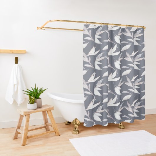 Rideaux De Douche Botanique feuille grise moderne