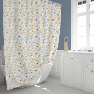 Rideaux De Douche Botanique Floral Jaune Motif