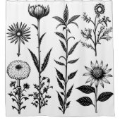 Rideaux De Douche Botanique noire et blanche (Devant)