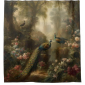 Rideaux De Douche Botanique : trois paons dans le jardin anglais (Devant)