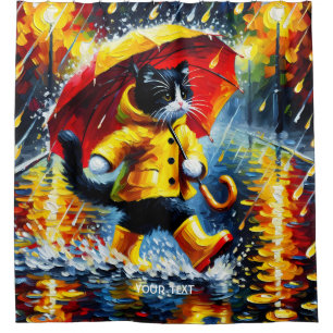 Rideaux De Douche Bottes de chats mignonnes Imaginaire parapluie