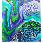 Rideaux De Douche Boucles de marbre bleu et vert citron (Devant)
