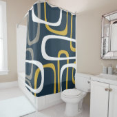 Rideaux De Douche Boucles modernes du milieu du siècle Motif Marine  (En situation)