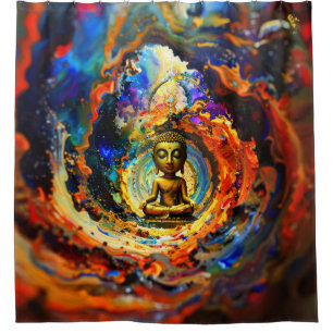 Rideaux De Douche Bouddha de style Rorschach 80x60 001