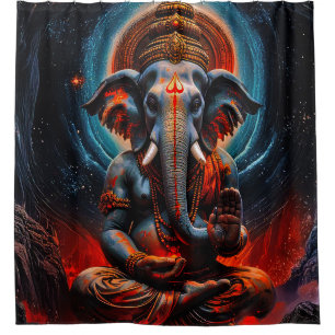 Rideaux De Douche Bouddha éléphant de style Rorschach 001