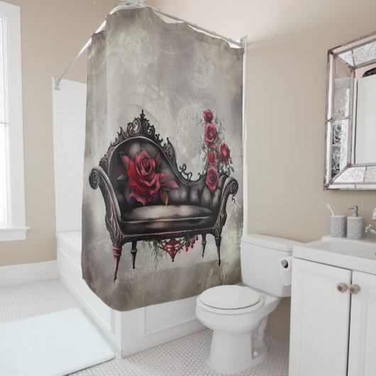 Rideaux De Douche Boudoir Chaise | Canapé-lit victorien d'évanouisse (En situation)