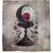 Rideaux De Douche Boudoir | Cristal Ball Croissant Lune Roses rouges (Devant)