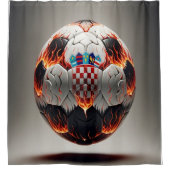 Rideaux De Douche Boule de football avec flammes et drapeau croate (Devant)