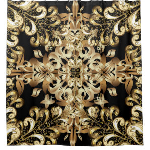 Rideaux De Douche Boule de neige dorée simple motif sans soudure. Vi