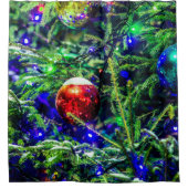 Rideaux De Douche Boule rouge arbre de Noël vert (Devant)