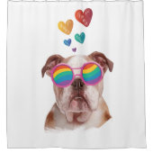 Rideaux De Douche Bouledogue anglais avec coeurs Saint-Valentin  (Devant)
