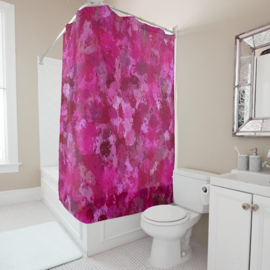 Rideaux De Douche Boules de peinture rose chaud (En situation)