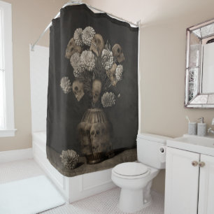 Rideaux De Douche Bouquet - dahlia et crânes