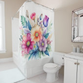 Rideaux De Douche Bouquet d'aquarelle de fleurs (En situation)