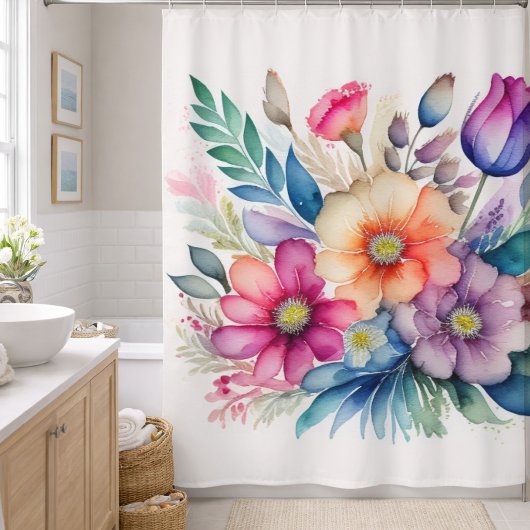 Rideaux De Douche Bouquet d'aquarelle de fleurs