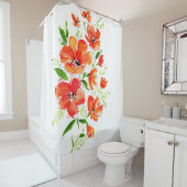 Rideaux De Douche Bouquet d'aquarelle de fleurs de pavot (En situation)