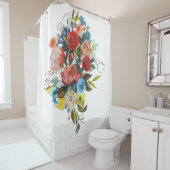 Rideaux De Douche Bouquet d'aquarelle douce Blanc simple (En situation)