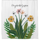 Rideaux De Douche Bouquet d'aquarelle rose jaune (Devant)