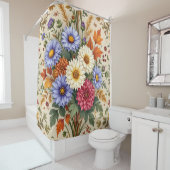 Rideaux De Douche Bouquet d'automne des Asters et des Dahlias (En situation)