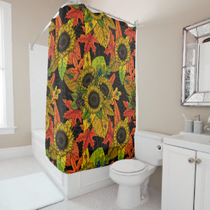Rideaux De Douche Bouquet d'automne noir