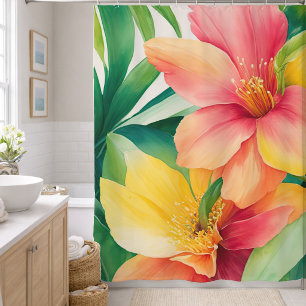 Rideaux De Douche Bouquet de fleurs aquarelle fleurs tropicales