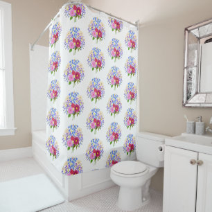 Rideaux De Douche Bouquet de fleurs avec Dahlia blanc