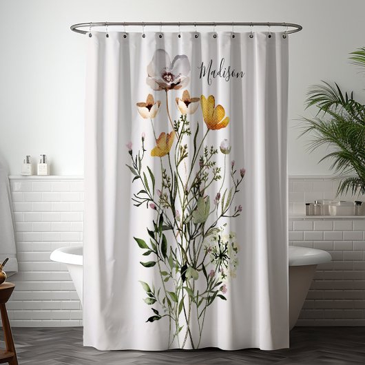 Rideaux De Douche Bouquet de fleurs séchées à monogramme