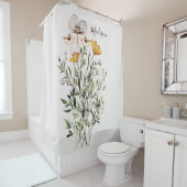 Rideaux De Douche Bouquet de fleurs séchées à monogramme (En situation)