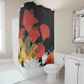 Rideaux De Douche Bouquet de Fluers et Noir (En situation)