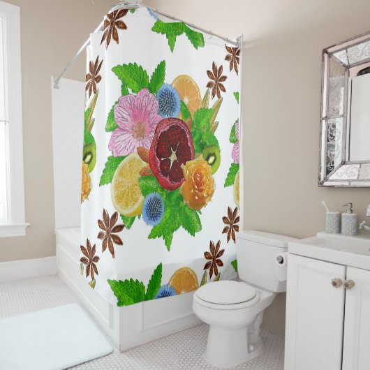 Rideaux De Douche Bouquet de fruits. (En situation)