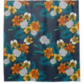 Rideaux De Douche Bouquet tropical sur bleu (Devant)