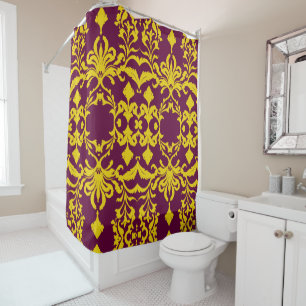 Rideaux De Douche Bourgogne et Gold Royal Damask