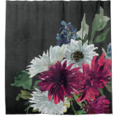 Rideaux De Douche Bourgogne Floral Splash sur Noir déchiré (Devant)