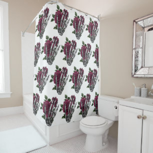 Rideaux De Douche Bourgogne Floral Squelette main gothique