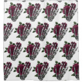 Rideaux De Douche Bourgogne Floral Squelette main gothique (Devant)