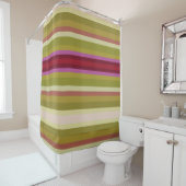 Rideaux De Douche Bourgogne vert olive et rose (En situation)
