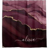 Rideaux De Douche Bourgogne violet Agate Géode Or Monogramme (Devant)