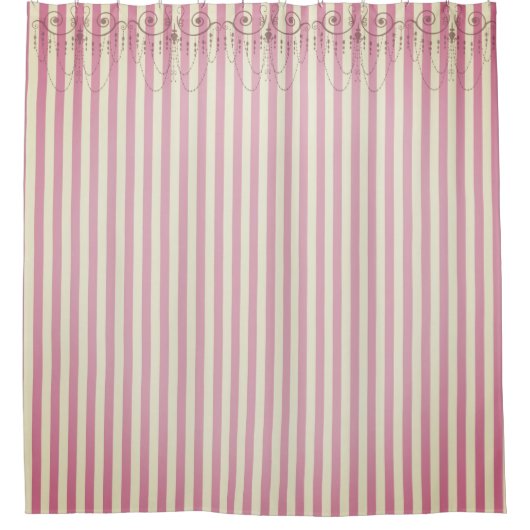 Rideaux De Douche Boutique Stripes Rose / Lustres - (Devant)