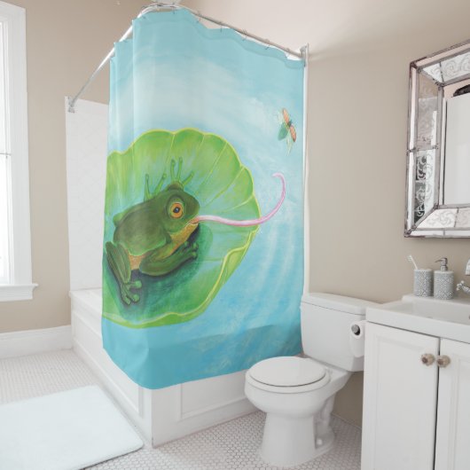Rideaux De Douche Bouton de capture de grenouille (En situation)