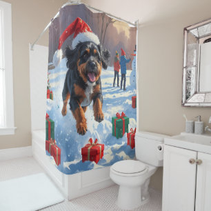 Rideaux De Douche Bouviers des Flandres Scène de neige festive de No