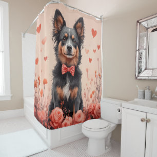 Rideaux De Douche Bovins australiens avec des roses - Saint-Valentin