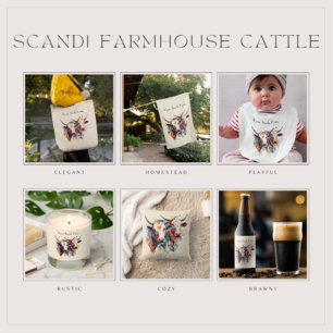 Rideaux De Douche Bovins de ferme Scandi, sur mesure