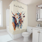 Rideaux De Douche Bovins de ferme Scandi, sur mesure (En situation)