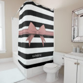 Rideaux De Douche Bow rose et rayures (En situation)