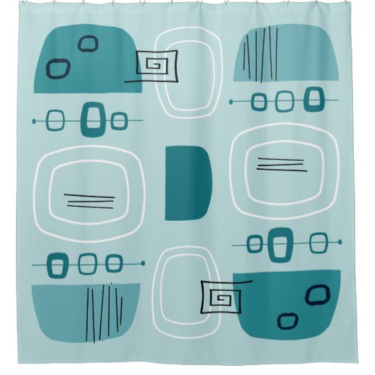 Rideaux De Douche Bowles et pierres modernes du milieu du siècle Tur (Devant)