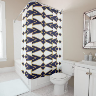 Rideaux De Douche Bowties bleues et dorées